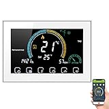 Decdeal Termostato WiFi per Caldaia a Gas - Controllo App Vocale/LCD Retroilluminato Visualizzazione dell'umidità e UV,Termostato Programmabile Compatibile con Alexa Google Home