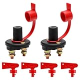 TNSLAND 2 Pezzi Stacca Batteria 12V - 24V, Staccabatteria Isolatore con 4 Chiavi, Batteria Principale Interruttore con Copertura Impermeabile per Veicolo Barca Auto