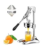 KAJILE Spremiagrumi Manuale,Spremiagrumi Manuale con Coperchio a Pressione e Filtro in 304, Rimovibile e Facile da Pulire,Argento