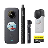 Insta360, ONE X2, Kit con selfie stick - Action camera da 5.7K, 360°, con stabilizzazione, resistente all'acqua grazie all’impermeabilità IPX8, touch screen, editing del video automatico, comando