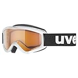uvex speedy pro, occhiali da sci per bambini, con intensificazione del contrasto, campo visivo ampliato, privo di appannamenti, white/lasergold, one size