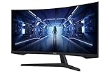 Samsung Monitor Gaming Odyssey G5 (C34G55), Curvo (1000R), 34', 3440x1440 (Ultra WQHD), 21:9, HDR10, VA, 165 Hz, 1 ms, FreeSync Premium, HDMI, Display Port, PBP, Flicker Free