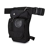 Xieben Nylon Drop Leg Bag per Uomo Donna Moto Bike Hip Bum Cintura Vita Marsupio Viaggio Outdoor Campeggio Tactical Escursioni Ciclismo Crossbody Shoulder Pouch Nero