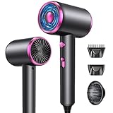 Asciugacapelli 2200W 66.000 RPM, Hair Dryer Professional con 500 Milioni Ioni Negativi, 3 Velocità & Temperature, Asciugatura Rapida, Basso Rumore con Diffusore e Ugello Magnetici