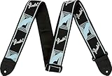 Fender, 099.0681.502 Tracolla per chitarra monogramma 2 nero grigio chiaro blu
