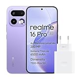 realme 16 Pro 5G Smartphone, 8GB+256GB, Display AMOLED 144Hz 6,78', Batteria 6500mAh, Fotocamera 200MP OIS, IP69K, Ricarica Rapida 45W, Doppia SIM, Next AI, Viola (Con Adattatore)