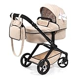 Bayer Design 17075AA Carrozzina per bambole Xeo con borsa, regolabile in altezza, maniglione girevole, trasformabile, ruote anteriori mobili, cestino integrato