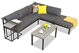 Garden Point Moderno Divano angolare in Alluminio Cardiff Antracite, Elegante Set di mobili per Ogni Giardino, Grigio