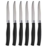 Set 6 coltelli da tavola, Lama seghettata in Acciaio Inox, Manico in plastica PP, Nero, SìChef