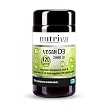 NUTRIVA Vegan D3, Integratore Alimentare a Base di Vitamina D3, Ideale per le Ossa e per il Supporto del Sistema Immunitario, Naturale, Privo di OGM, Glutine e Allergeni - 120 Compresse Masticabili