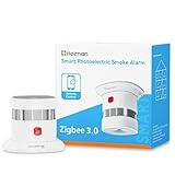 Heiman Rilevatore di fumo Smart HS1SA-E Plus, rilevatore di fumo che richiede un hub Zigbee 3.0, rilevatore di incendio con sensore fotoelettrico, domotica, supporta ZHA e Z2M per Home Assistant