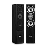 AUNA L766 - Coppia Box HiFi, Altoparlanti da Pavimento, Altoparlanti Box, Tecnica a 3 Vie, Reflex Bass, Frequenza 20Hz Fino 20kHz, Impedenza 8 Ohm, Max. Potenza 350 W, Chassis in Legno, Nero