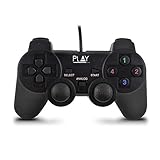Ewent PL3330 Gamepad Joypad Fame Controller con Cavo USB per PC/Notebook Windows 7/8/8.1/10, Nero