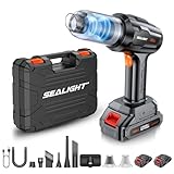 SEALIGHT Aspirabriciole Senza Fili, 35000PA 9 in 1 Aspirapolvere Auto Portatile con 2 Batterie Ricaricabili, Motore Brushless, Mini Aspirapolvere per Auto Casa Ufficio Peli di Domestici