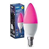 Tapo L430C Lampadina Alexa E14 Multicolore e Dimmerabile a Doppio Strato, 2500-6500K, Sync-to-Music,Illuminazione Automatica del Bioritmo, Programazione & Timer,Compatibile con Alexa e Google