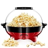 Gadgy Macchina Popcorn | Macchina per Pop Corn ad Aria Calda l Preparazione Salutare, Senza Olio o Grassi l Macchina Pop Corn con Misurino e Coperchio Superiore Rimovibile l Rivestimento Rosso Retrò