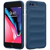 Custodia Compatibile con iPhone 7 Plus / 8 Plus, Silicone Custodia per Tutto il Corpo, Copertura Antiurto con Fotocamera Protettivo, Cover Morbida al Tatto con Fodera in Microfibra - Blu Scuro