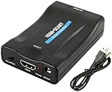 RXDF - Convertitore da HDMI a SCART, adattatore convertitore da HDMI a Scart, supporto per formati PAL / NTSC, adattatore audio video 1080P per HDTV STB Xbox PS3 Sky DVD Blu-ray