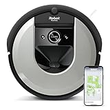 iRobot Roomba I7156 Robot Aspirapolvere, Memorizza La Planimetria Della Tua Casa, Adatto Per Peli Di Animali Domestici, Spazzole In Gomma, Potente Aspirazione, Wi-Fi, Programmabile Con App, Argento