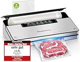 Bonsenkitchen Macchine Sottovuoto Alimenti, 5 Modalità di Sottovuoto Alimenti,8 L/min,Tecnologia Globefish per Lavoro Continuo ad Alta Velocità,Include 5 Sacchetti Sottovuoto e 1 Sacchetto in Rotolo