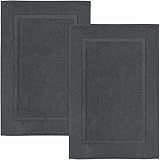 Utopia Towels - 2 Tappeti da Bagno in Cotone, (53 x 86 cm), 100% Cotone Ring-Spun - Altamente Assorbente e Lavabile in Lavatrice, tappetini da Bagno per Doccia (Grigio)