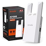 Tenda A18 Pro Ripetitore Wi-Fi Dual Band AC1200 Mbps, Funzionalità Extender e Access Point 5GHz/2.4GHz con Porta Gigabit LAN, LED Segnale Intelligente, Pulsante WPS, Sicurezza WPA2, Controllo via App