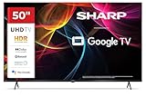 SHARP 50HL4265E - TV LED 4K Ultra HD da 50 pollici, Smart TV con Google TV, Dolby Vision & Dolby Atmos, design senza cornice, 4 HDMI 2.1 con eARC, dual band, Bluetooth, Triple Tuner