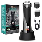 Vexloria Rasoio Elettrico Corpo Uomo, Depilatore Corpo con LED lampada e Display LCD, Lame in Ceramica, USB Ricaricabile Elettrico Rasoio Parti Intimo, Per Il Intimo, Ascelle, Gambe