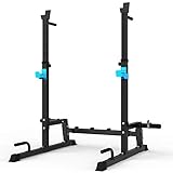 Jx Fitness Supporto multifunzione, rastrelliera per bilanciere, altezza regolabile, per casa, palestra, sollevamento pesi, panca per sollevamento pesi, stazione di spinta portatile