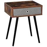 HOMCOM Tavolino da Salotto con Cassetto in Tessuto Pieghevole, Tavolo Vintage in Legno per Soggiorno e Camera, Marrone e Nero