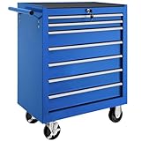tectake® Carrello Portautensili, Carrello, Porta Attrezzi Officina con Ruote, 7 Cassetti, Carrello Porta Attrezzi, Attrezzatura Officina, Attrezzi da Lavoro - Blu