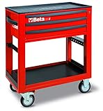 BETA C50S-R Carrello di Servizio con 3 Cassetti, Portautensili con Ruote da 125 mm (Una con Freno), 3 Cassetti con Guida Telescopica a Sfera e Serratura di Sicurezza Centralizzata, rosso