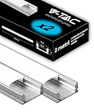 V-TAC 2x Profili per Strisce Led da 2 METRI in Alluminio - (4 Metri Totali) - Profili per Strisce LED con Copertura Opaca - Ingombro massimo Striscia Led 12,4 mm - Dimensioni 17,4 mm x 7 mm