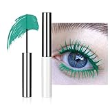 Volume Color Mascara, mascara per ciglia in fibra di seta verde con pennello morbido, nessun grumi, senza sbavature e senza desquamazione, mascara per ciglia impermeabile a lunga durata con effetto