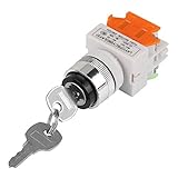 Interruttore a Chiave 220V On Off, Interruttore Rotativo a Chiave, Interruttore a Chiave a 2 Posizioni con Buone Prestazioni di Isolamento, Montaggio a 2 Chiavi da 22mm LAY37-11Y/21