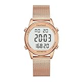 Hearkent Orologio contapassi da donna, contapassi con contacalorie, orologio contapassi non Bluetooth, impermeabile fino a 30 m, display LCD con numeri grandi, orologio da polso per passeggiate e