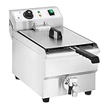 Royal Catering RCEF 10EH-1 Friggitrice Professionale Friggitrice Elettrica (3600 W, 230 V, 60-200 °C, 10 litri, 3 kg, Acciaio inox, Rubinetto di scarico)