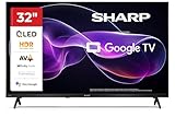 Sharp 32HF3365E - GOOGLE TV, 32' HD, FRAMELESS,60Hz, QLED, Google Assistant con microfono, Audio 2x8W, Chromecast, Bluetooth, HDMI x3, USB x2, Colore nero