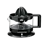Braun CJ3000BK Spremiagrumi, rotazione a destra e sinistra, avvio e arresto automatici, base antiscivolo, vano portacavo, capacità caraffa 350ml con misuratore graduato, pratico beccuccio, 20w, Nero