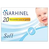 Narhinel Ricambi Morbidi per Aspiratore Nasale per Neonati e Bambini con Filtro Assorbente per Trattenere il Muco, 20 ricambi Monouso