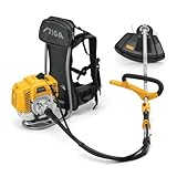 STIGA BC 555 R Decespugliatore a Zaino a Scoppio, 51,7 cc, 45 cm – Asta Flessibile, Testina Tap&Go + Lama 3T Incl. – Manutenzione Spazi Verdi