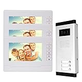 NN99 Videocitofono sistema Campanello video 3 monitors con la fotocamera Visione notturna IR per la casa 3 appartamenti