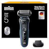 Braun Series 5 Regolabarba Uomo, Rasoio Elettrico Barba, EasyClean, Wet&Dry, Ricaricabile, Rasoio A Lamina Senza Fili, Idea Regalo, 51-B1000s Blu