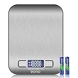 Eono by Amazon - Bilancia digitale da cucina, in acciaio inossidabile, pesa in grammi e once, 5 kg / 1 g, garanzia 15 anni
