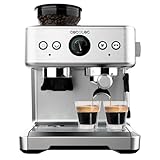 Cecotec Macchina da Caffè Espresso Barista Power Espresso 20 Barista. 2250 W, 20 Bar, Manometro e 2 Termoblocchi, Serbatoio per Chicchi di Caffè, Macinino con 20 Livelli, Vaporizzatore