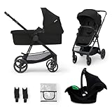 Kinderkraft NEWLY 3 in 1 Trio passeggino neonati, con Ovetto I-SIZE 40-75 cm, Carrozzina, TRAVEL SYSTEM, filtro UPF50+, Con Accessori, Pieghevole, Schienale regolabile, Nero