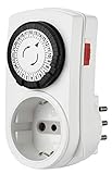 Electraline 58114 Mini Programmatore Timer Meccanico Giornaliero, Spina Italiana piccola 10 A, Presa Schuko + 10A, Bianco