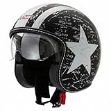 CRUIZER Casco Moto Jet Custom Scooter Omologato Visiera Scomparsa Nero (L)