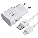 Caricabatteria Veloce per Telefono Samsung, Adattatore Caricatore Rapido Spina USB con Cavo di Ricarica USB tipo C Compatibile con Galaxy A13, S10, S9, S8 Plus, S10e, A51, A53, A54 5G, A33, A40, A30