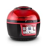 KLARSTEIN VitAir Turbo - Friggitrice ad Aria Calda, 14 Watt, Camera Cottura 9 L, Grill, Tostatura, Riscaldatore Alogeno a Infrarossi, Programmi Automatici, LCD, Strato Antiaderente, Rosso/Nero